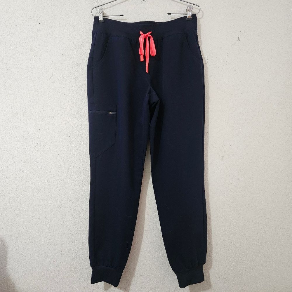 Figs Navy Jogger Pants with Coral Drawstring